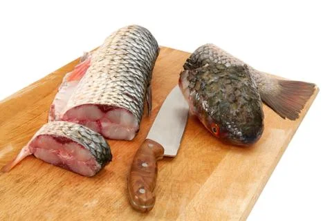 Fresh fish is split, prepared for cooking Stock Photos