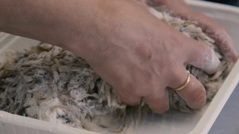 Fresh fish sprinkeld with flour Stock Footage 87747714