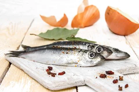 Fresh fish on the table Stock Photos