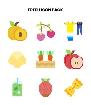 Fresh Flat Bundle Icons Pack Stock Illustration