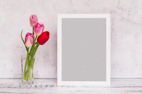 Fresh flowers vase frame Stock Photos