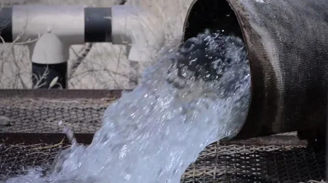 Fresh flowing water from steel pipe. Stock Footage 23451853