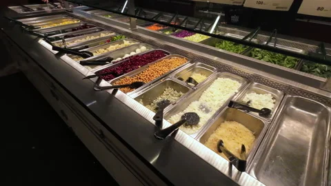 Fresh food at self serving display Stock Footage 228699094