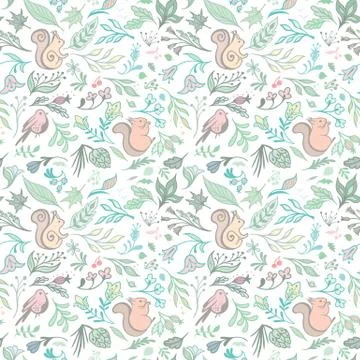 Fresh Forest Vector Pattern Illustrazione stock