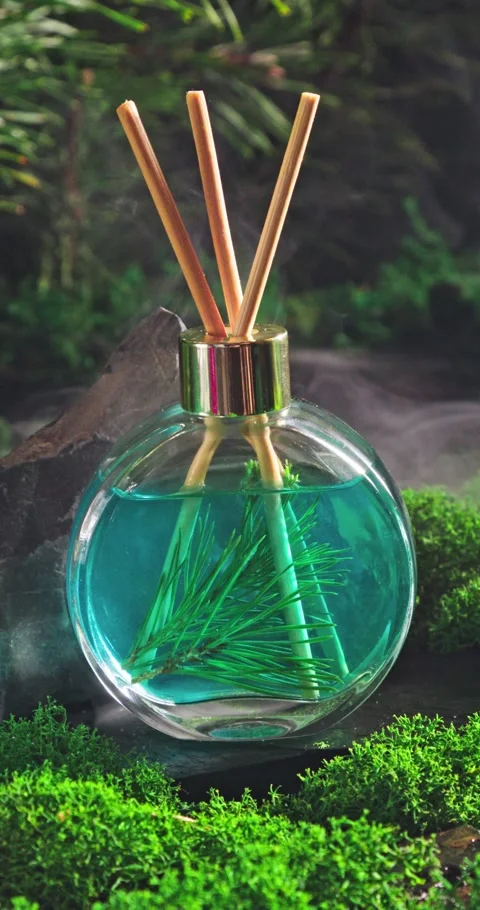 Fresh fragrance diffuser as aroma of foliage and forest. Stock Footage 347556953