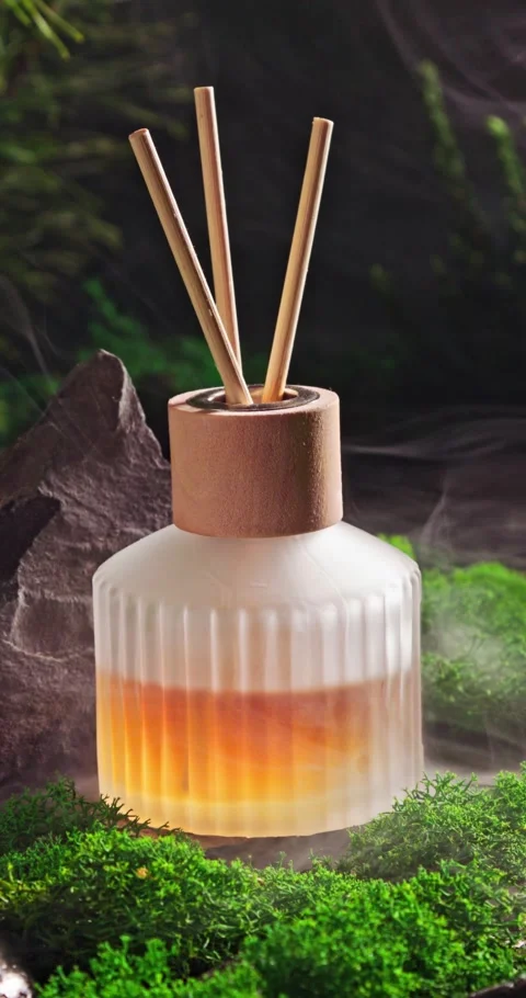 Fresh fragrance diffuser as the scent of damp forest. Stock Footage 348768010