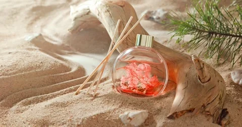 Fresh fragrance diffuser smelling of summer and holidays. Stock Footage 336019797
