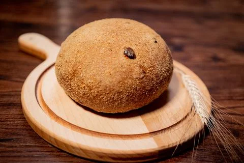 Fresh fragrant bread on rustic Stock Photos