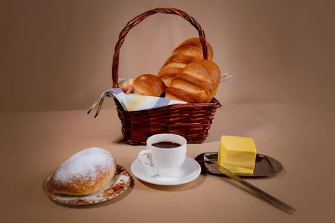 Fresh fragrant bread on rustic Stock Photos