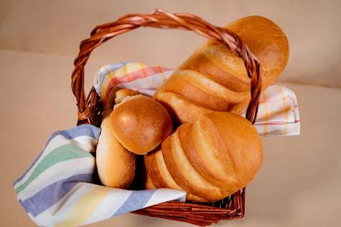 Fresh fragrant bread on rustic Stock Photos