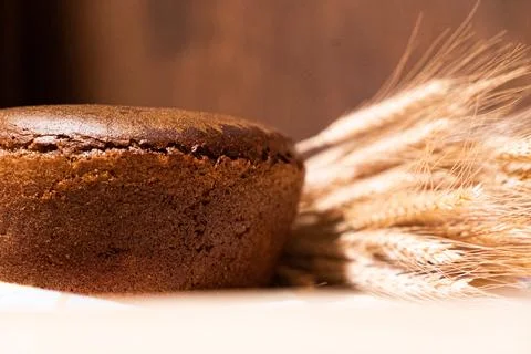 Fresh fragrant bread on rustic Stock Photos