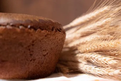 Fresh fragrant bread on rustic Stock Photos
