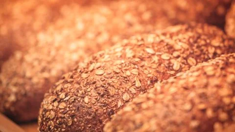 Fresh fragrant bread on the table. Food concept Stock-Fotos