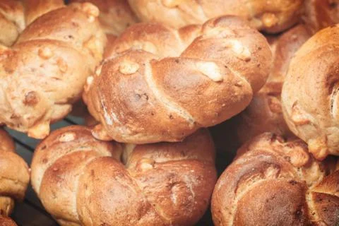 Fresh fragrant bread on the table. Food concept Stock-Fotos