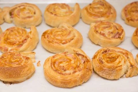 Fresh fragrant rolls Stock Photos