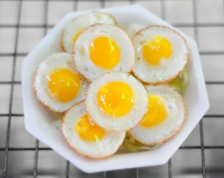 Fresh Fried Quail Eggs Stock Photos