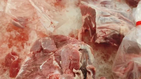 Fresh frozen beef cuts Stock Footage 237211894