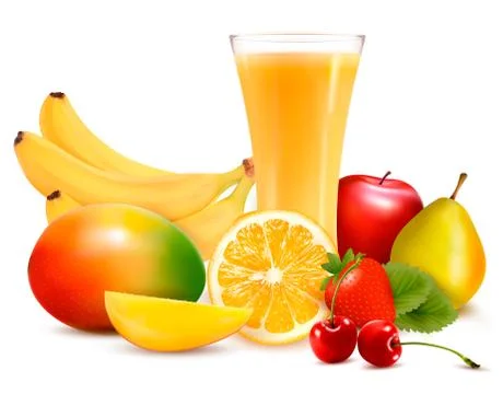 Fresh fruit and juice. vector Stock Illustration