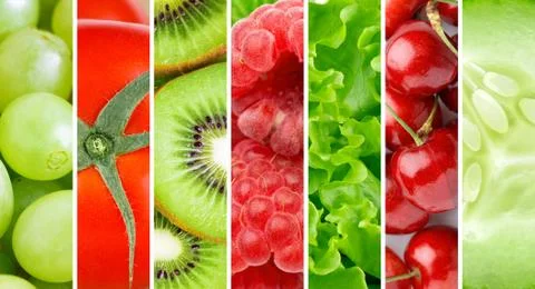 Fresh fruit and vegetable background Stock Photos