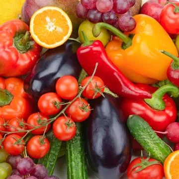 Fresh fruit and vegetable background 写真素材