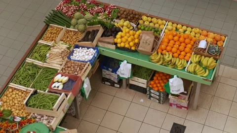 Fresh fruit and vegetable stand on local organic market 動画素材 239014211