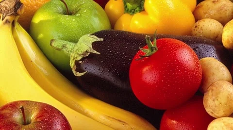 Fresh fruit and vegetables Stock Footage 8574141