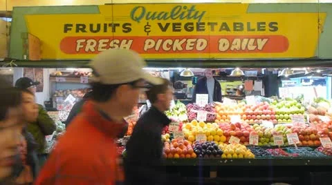 Fresh Fruit and Vegetables Stand Stock Footage 21849604