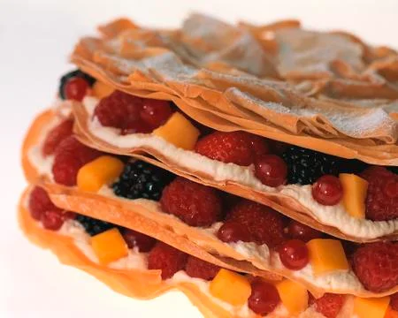 FRESH FRUIT IN BETWEEN LAYERS OF PASTRY Stock Photos