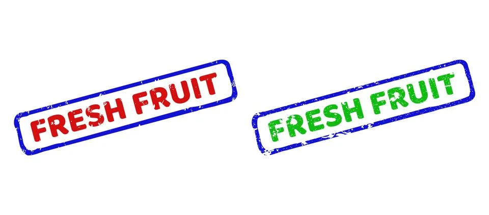 FRESH FRUIT Bicolor Rough Rectangle Watermarks with Scratched Textures Stock Illustration