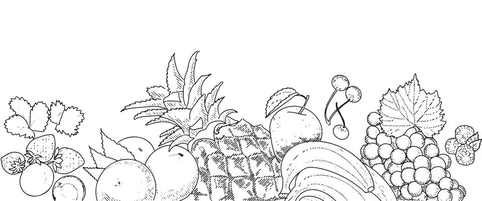 Fresh fruit border Stock Illustration