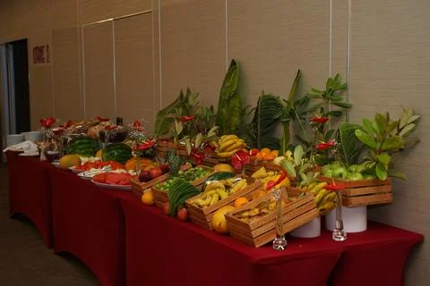 Fresh fruit buffet for dinner Stock Photos