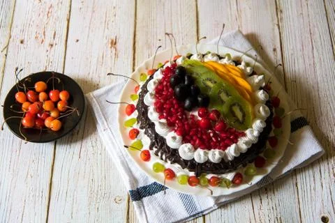 Fresh fruit cake Stock Photos