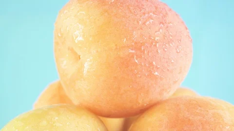 Fresh fruit closeup, macro. The crop of peaches, lots of peaches. Stock Footage 112060230