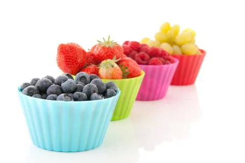 Fresh fruit in cups Fotos Stock
