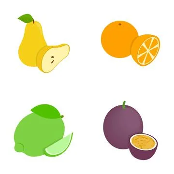 Fresh fruit flat vector icon set presenting healthy food Stock Illustration