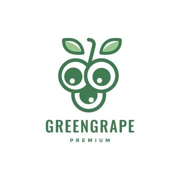 Fresh fruit green grape circle modern minimal style line colorful logo desi.. Stock Illustration