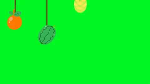Fresh Fruit Hanging Background With Green Screen. 4k Animation Stock Footage 283358952