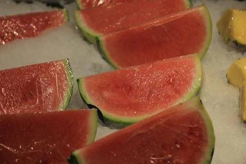 Fresh fruit on ice Stock Photos