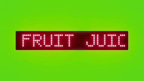 FRESH FRUIT JUICES AVAILABLE Scrolling Red Dot Matrix LED Text Animation on Stock Footage 317365326
