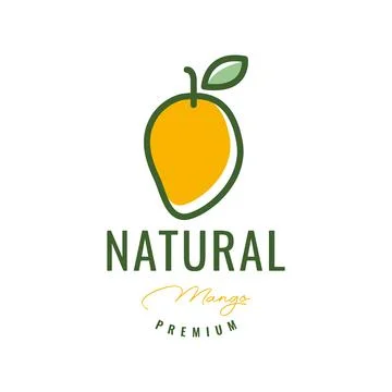 Fresh fruit mango sweet simple style line colorful modern minimal logo desi.. Stock Illustration