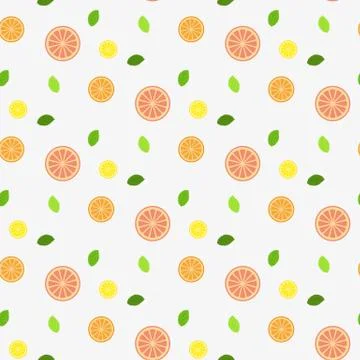 Fresh fruit with mint leaves. Pattern. Seamless Stock Illustration