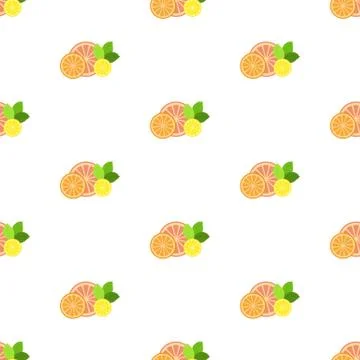 Fresh fruit with mint leaves. Pattern. Seamless Stock Illustration