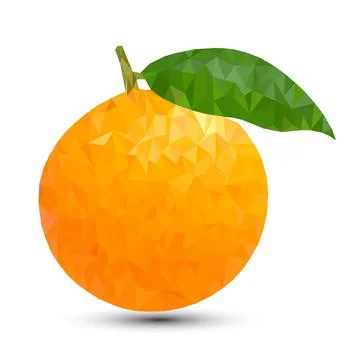 Fresh fruit orange. Low poly fruit vector isolated on white background. Stock Illustration