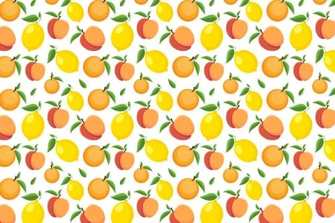 Fresh fruit pattern on a white background. Bright fruit background Illustrazione stock