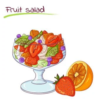 Fresh fruit salad Stock Illustration