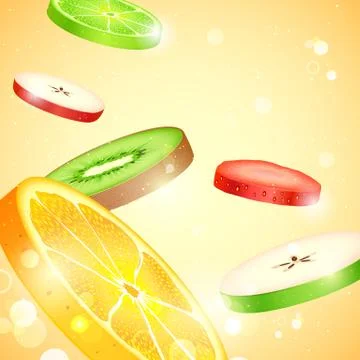 Fresh Fruit Slices Stock Illustration
