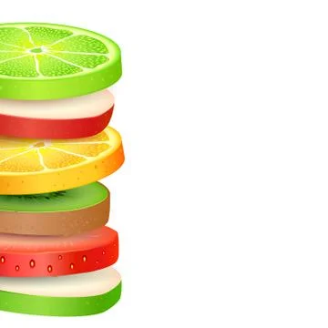 Fresh Fruit Slices Stock Illustration