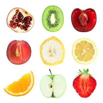 Fresh fruit slices Stock Photos