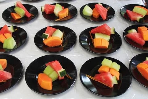 Fresh fruit slices Stock Photos