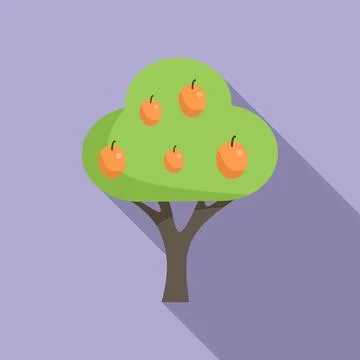 Fresh fruit tree icon flat vector. Garden harvest Stock Illustration